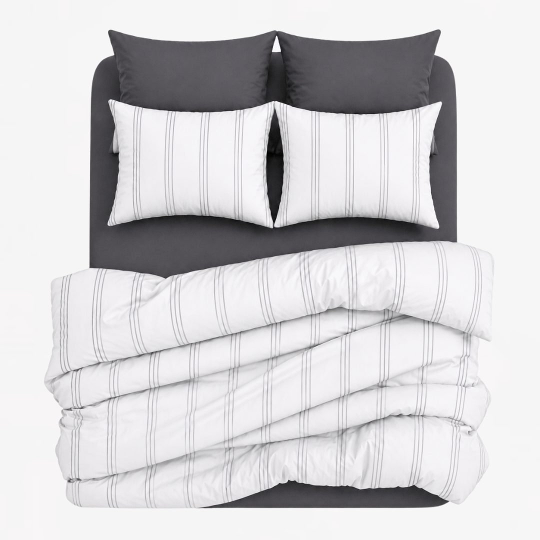 Duvet Cover Triple Stripe 'Charcoal Gray'