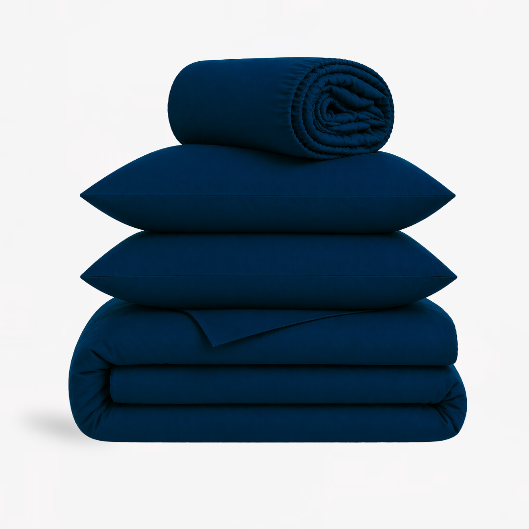 4-in-1 Bed Sheet Set 'Midnight Blue'