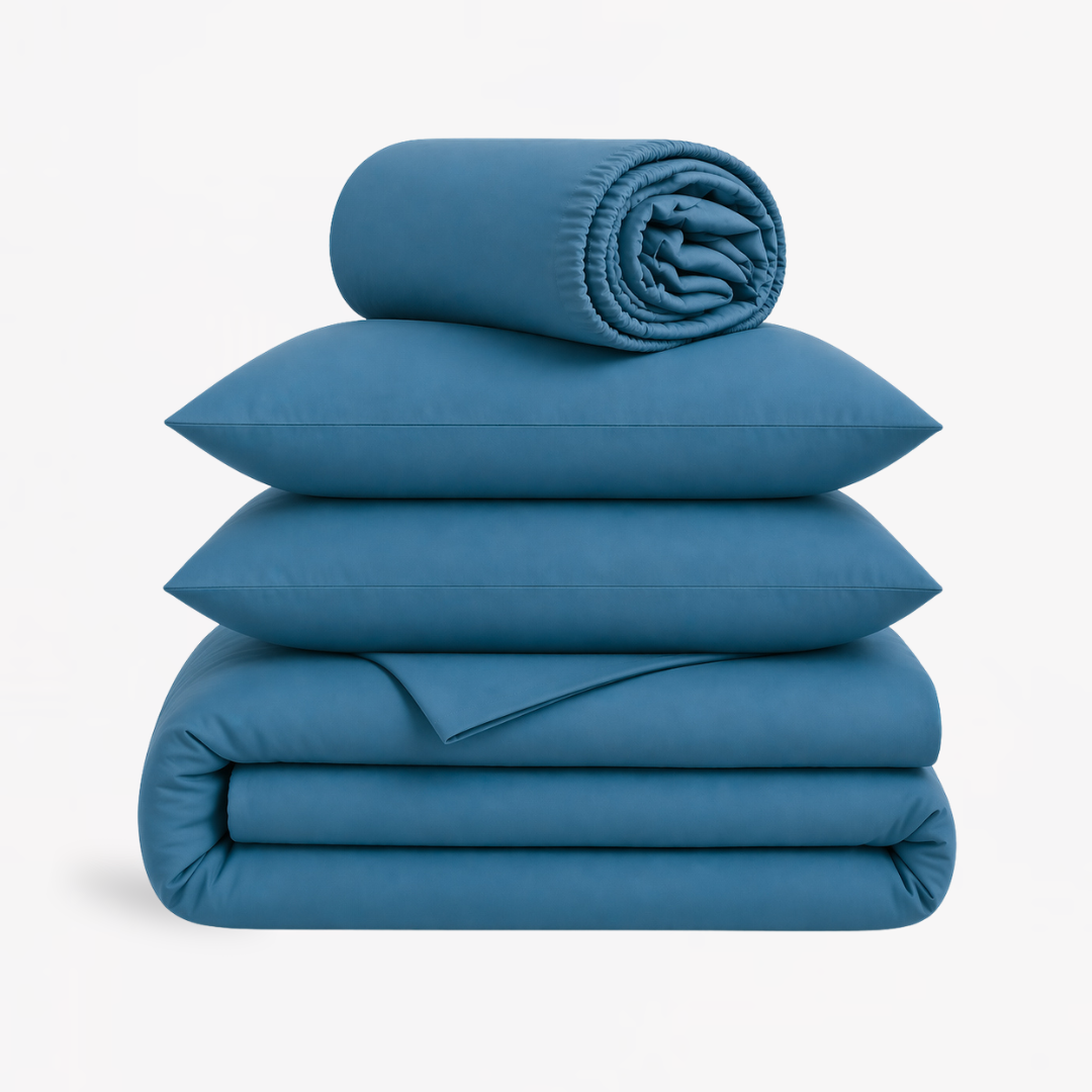 4-in-1 Bed Sheet Set 'Slate Blue'