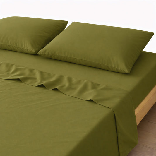 3-in-1 Bed Sheet Set 'Olive Green'