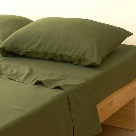 3-in-1 Bed Sheet Set 'Olive Green'