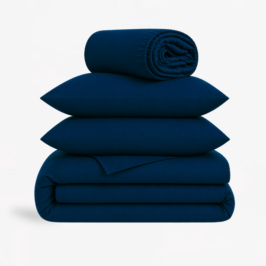 4-in-1 Bed Sheet Set 'Midnight Blue'