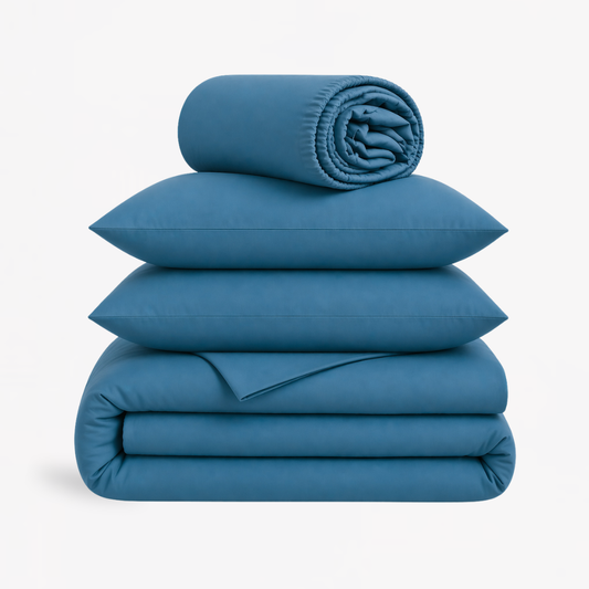 4-in-1 Bed Sheet Set 'Slate Blue'